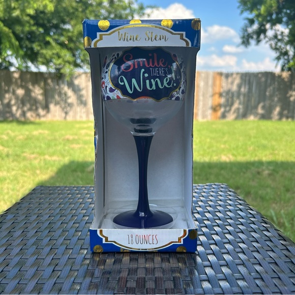 Wine Stem Wine Glass “ Smile There is Wine” - Picture 5 of 5